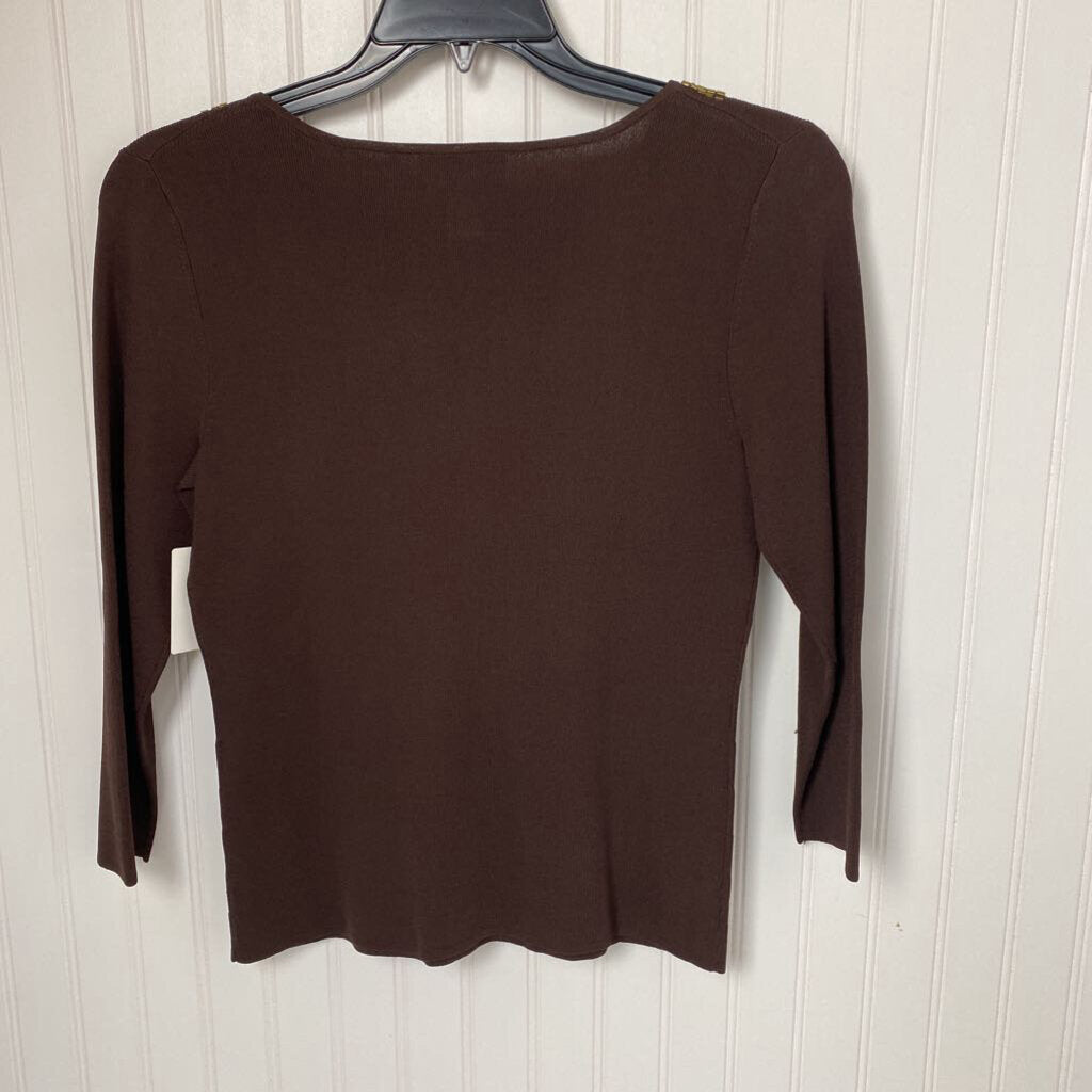 LONG SLEEVE TOP WITH EMBELLISHED NECK