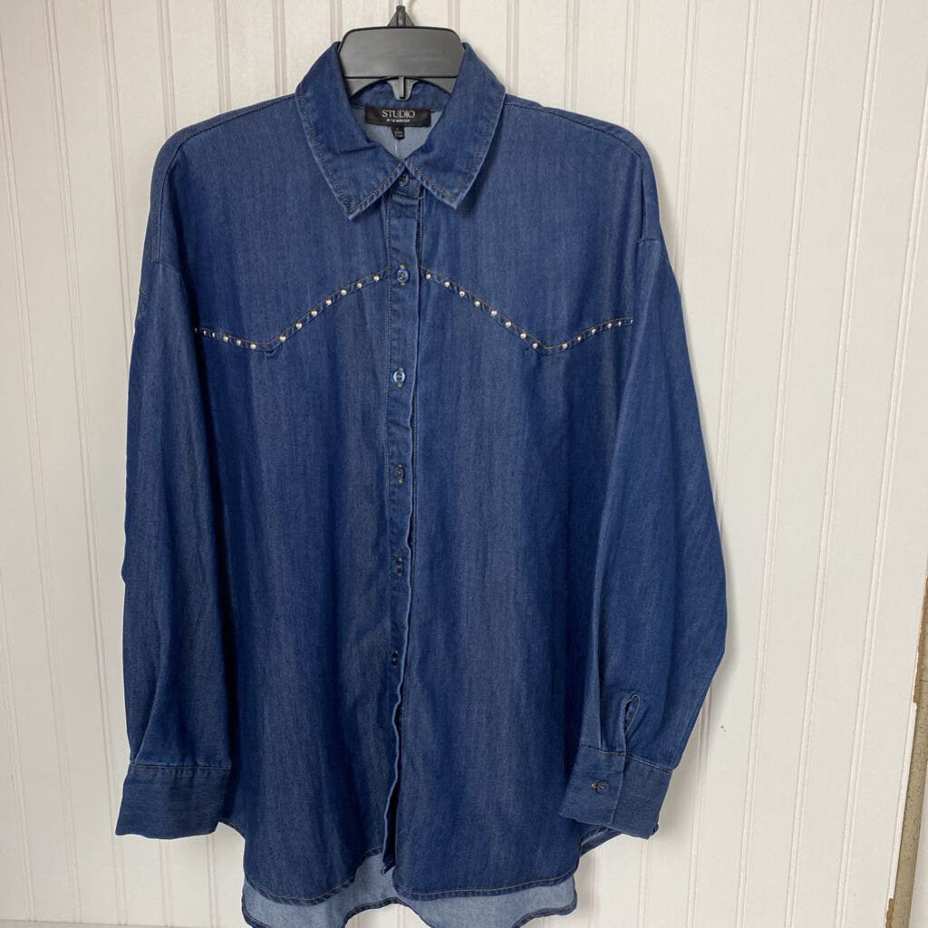 LONG SLEEVE EMBELLISHED BUTTON UP SHIRT