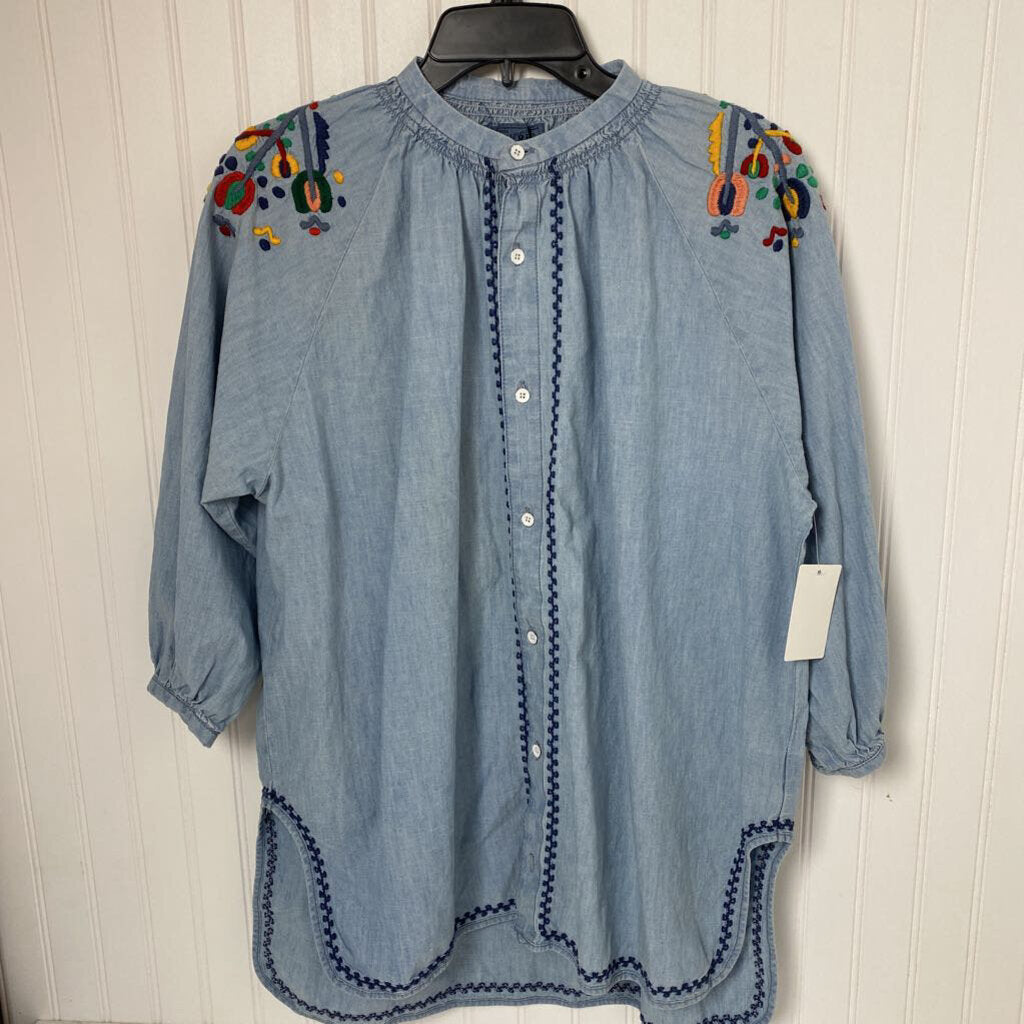 LONG SLEEVE EMBROIDERED DENIM SHIRT