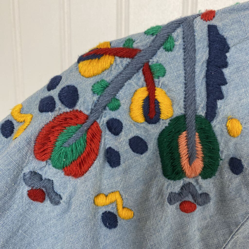 LONG SLEEVE EMBROIDERED DENIM SHIRT