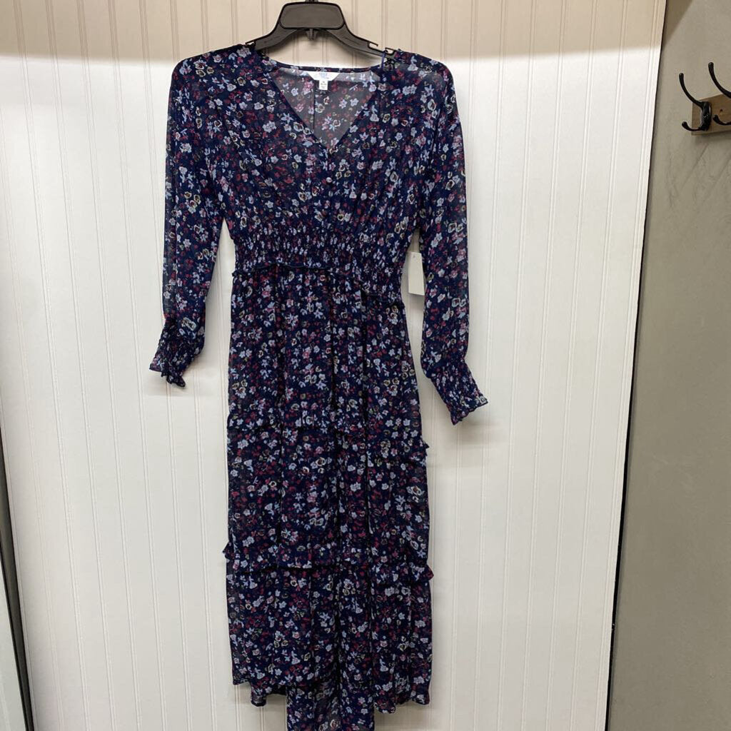 LONG SLEEVE SHEER FLORAL PRINT DRESS