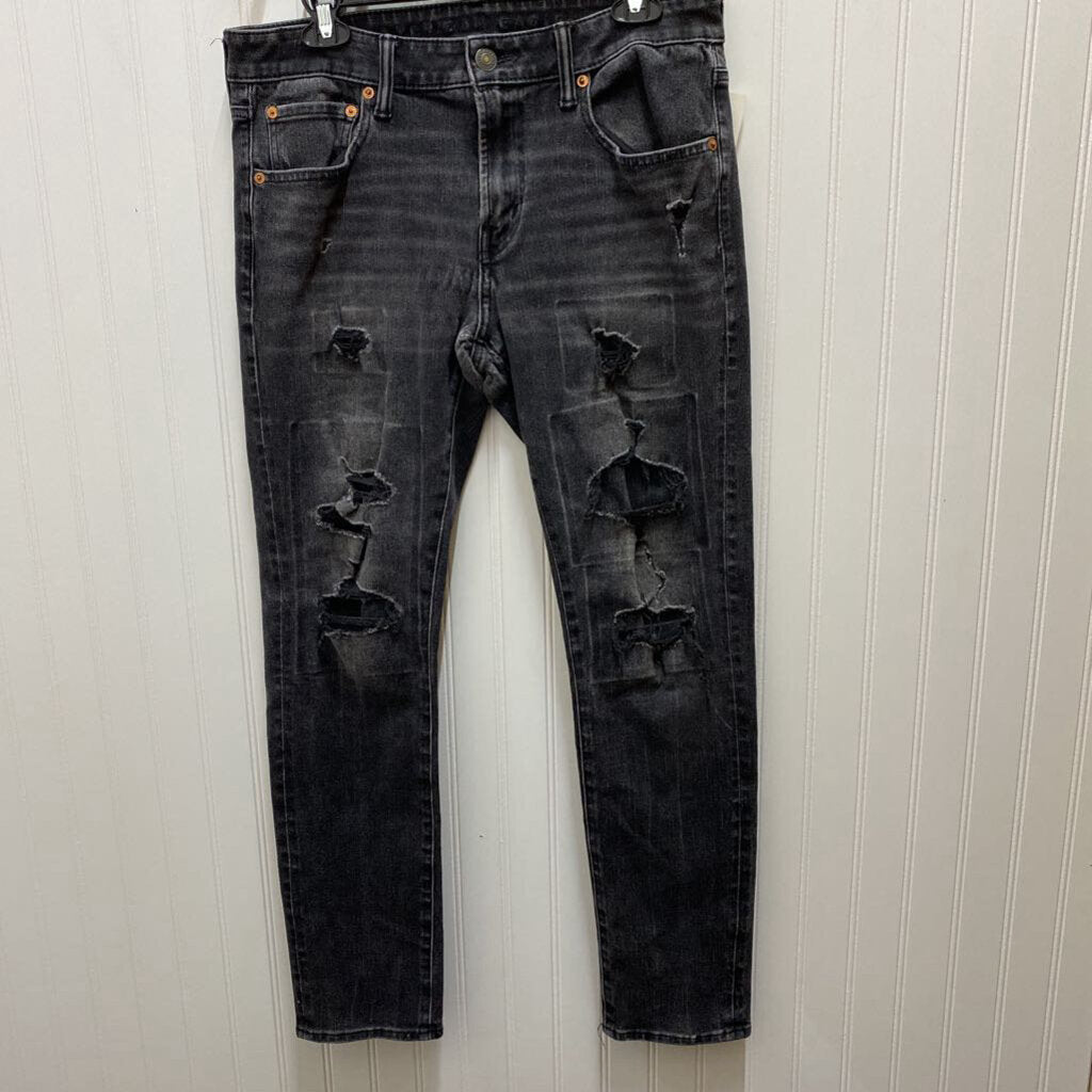 MENS DISTRESSED BLACK JEANS