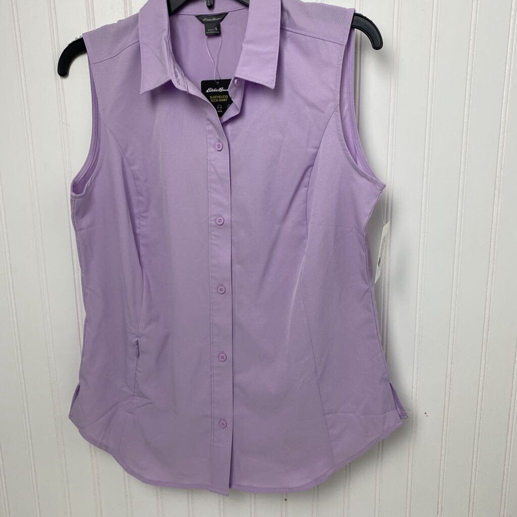 SLEEVELESS BUTTON UP SHIRT