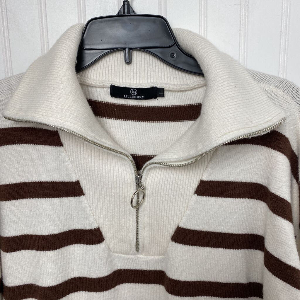1/4 ZIP STRIPED SWEATER