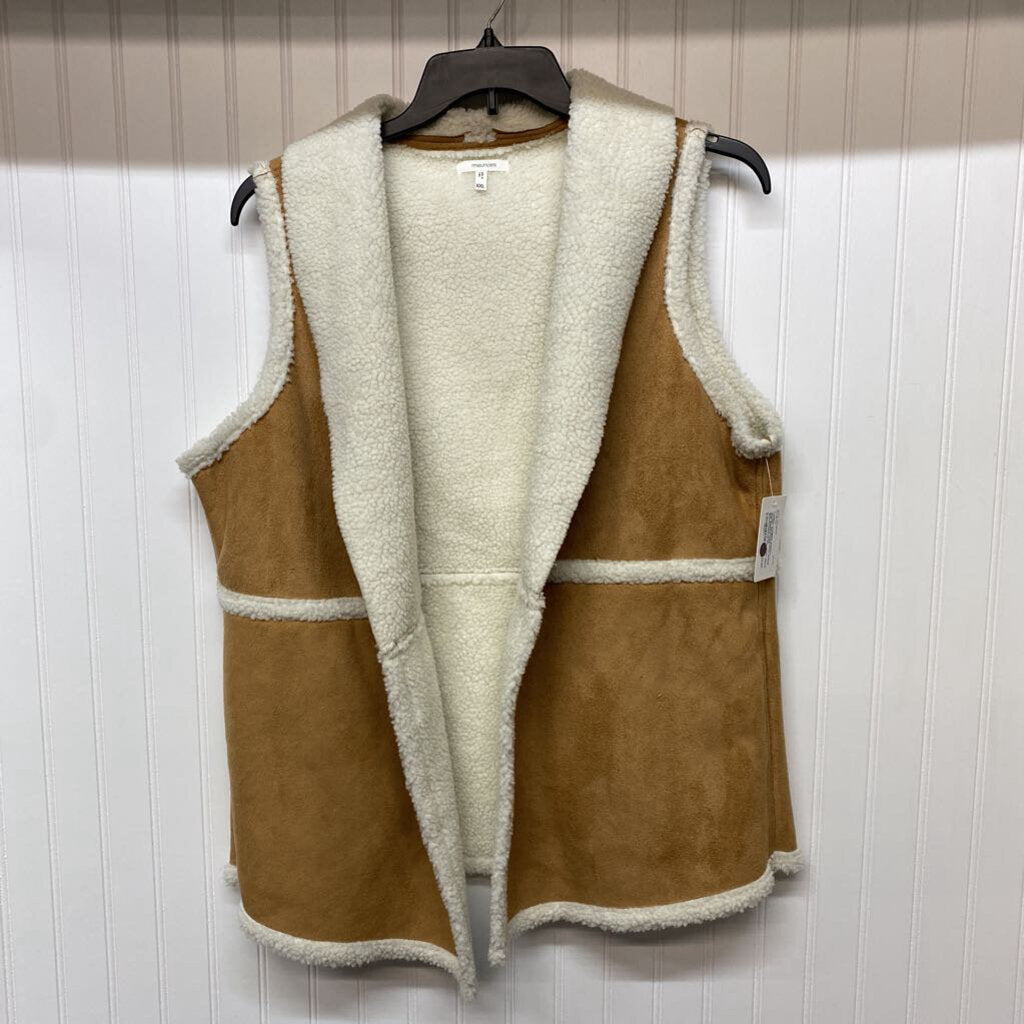 FAUX SUEDE AND SHERPA VEST