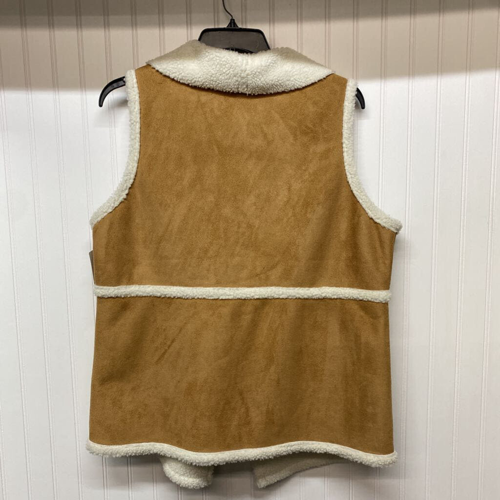 FAUX SUEDE AND SHERPA VEST