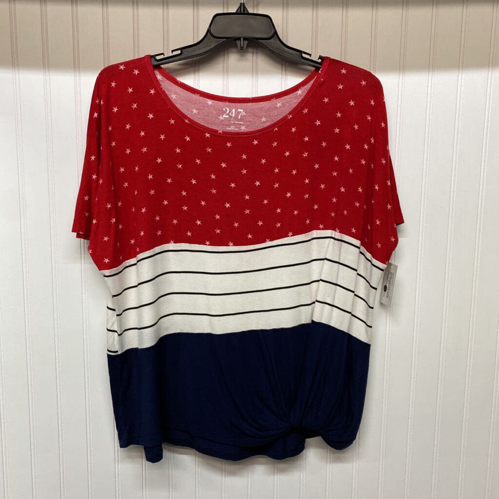 SHORT SLEEVE KNIT TOP