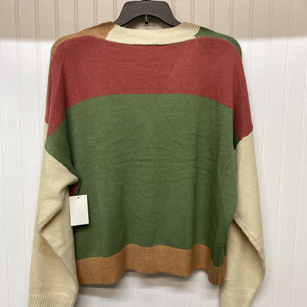 COLORBLOCK BUTTON UP CARDIGAN