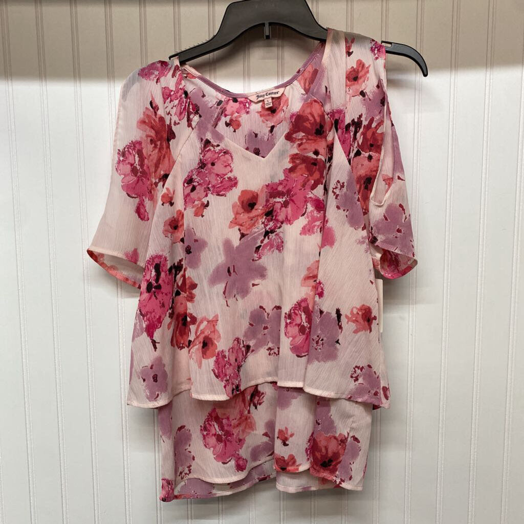 PINK FLOWERED SHORT SLEEVED