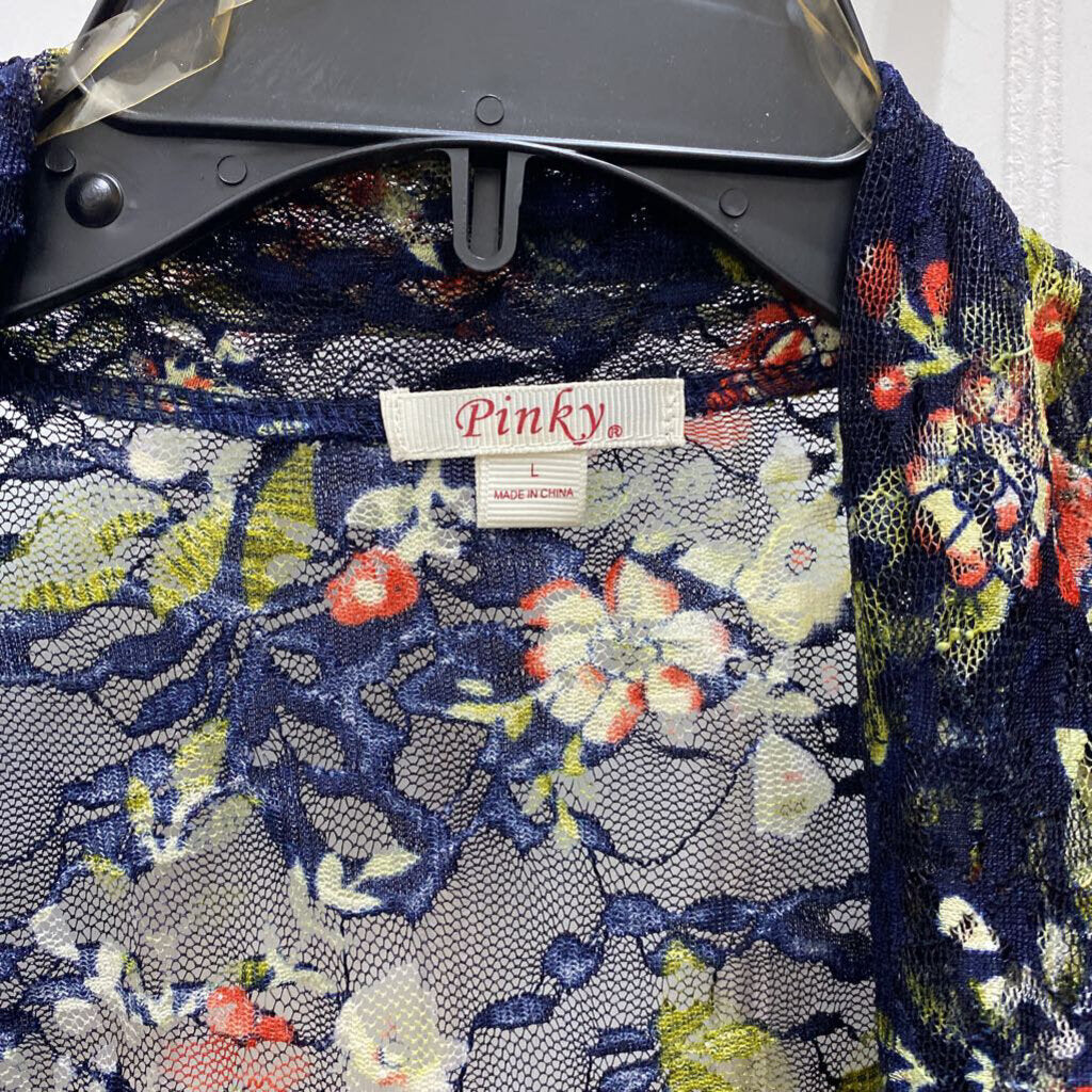 FLORAL PRINT LACE CARDIGAN