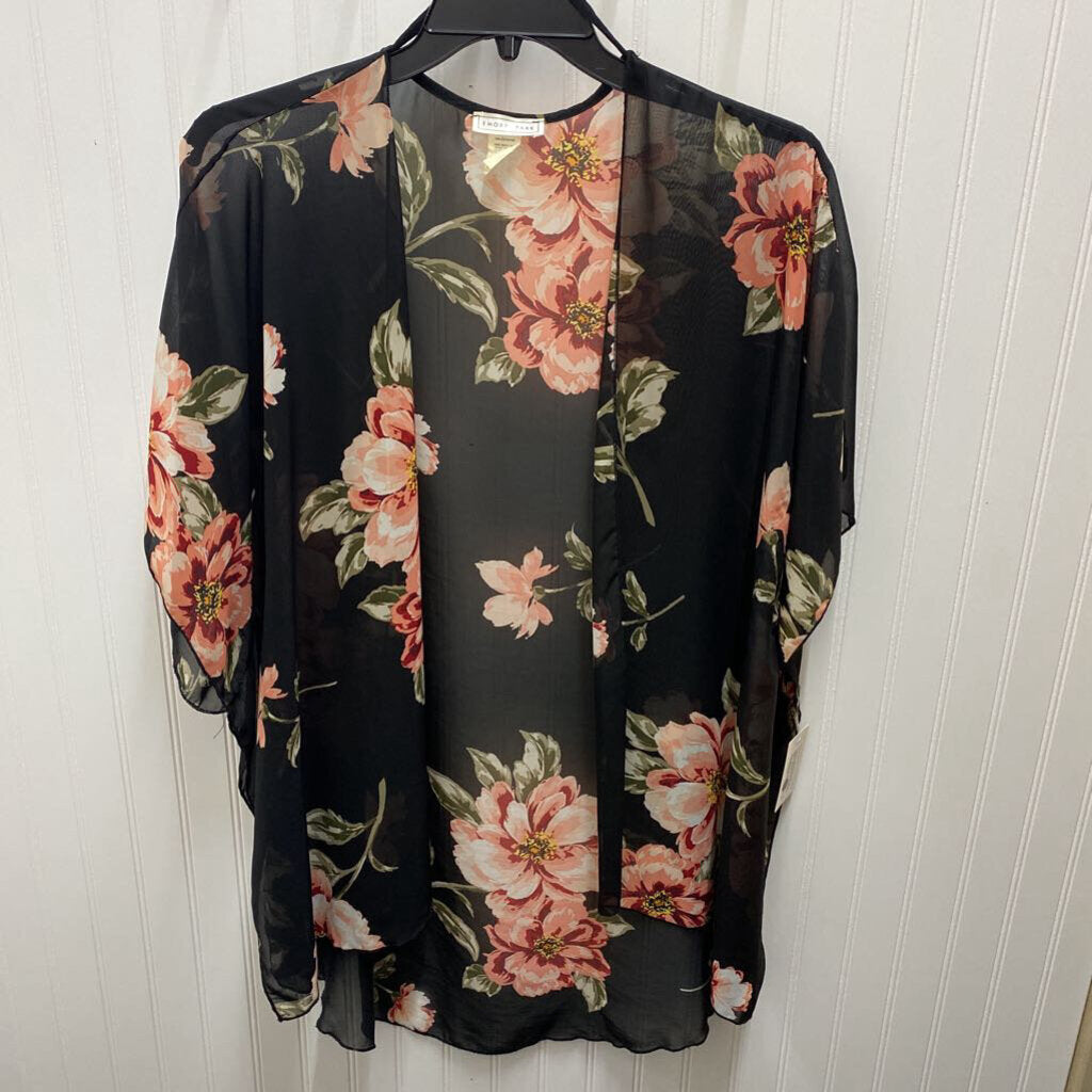 SHORT SLEEVE FLORAL PRINT CARDIGAN
