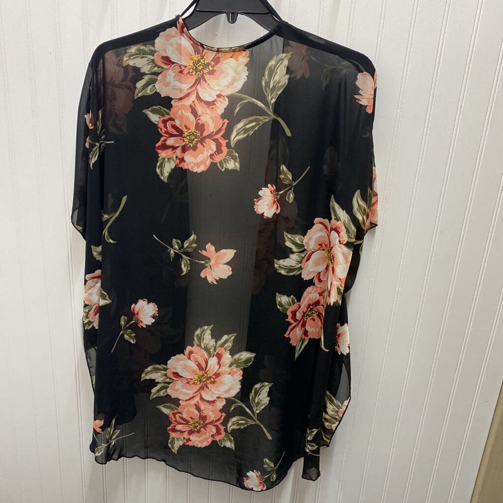 SHORT SLEEVE FLORAL PRINT CARDIGAN