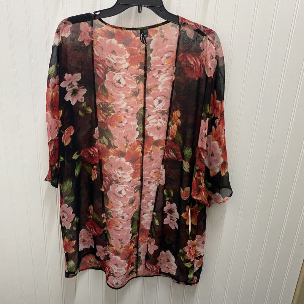 SHORT SLEEVE FLORAL PRINT CARDIGAN