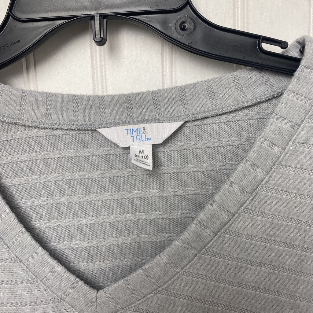 RIBBED V NECK LONG SLEEVED