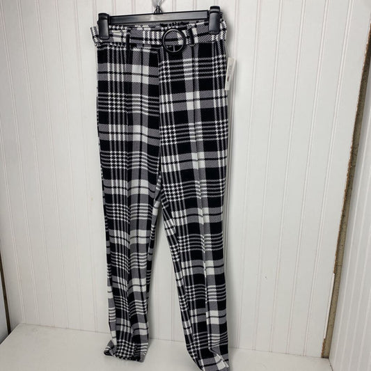 BELTED PLAID PANTS