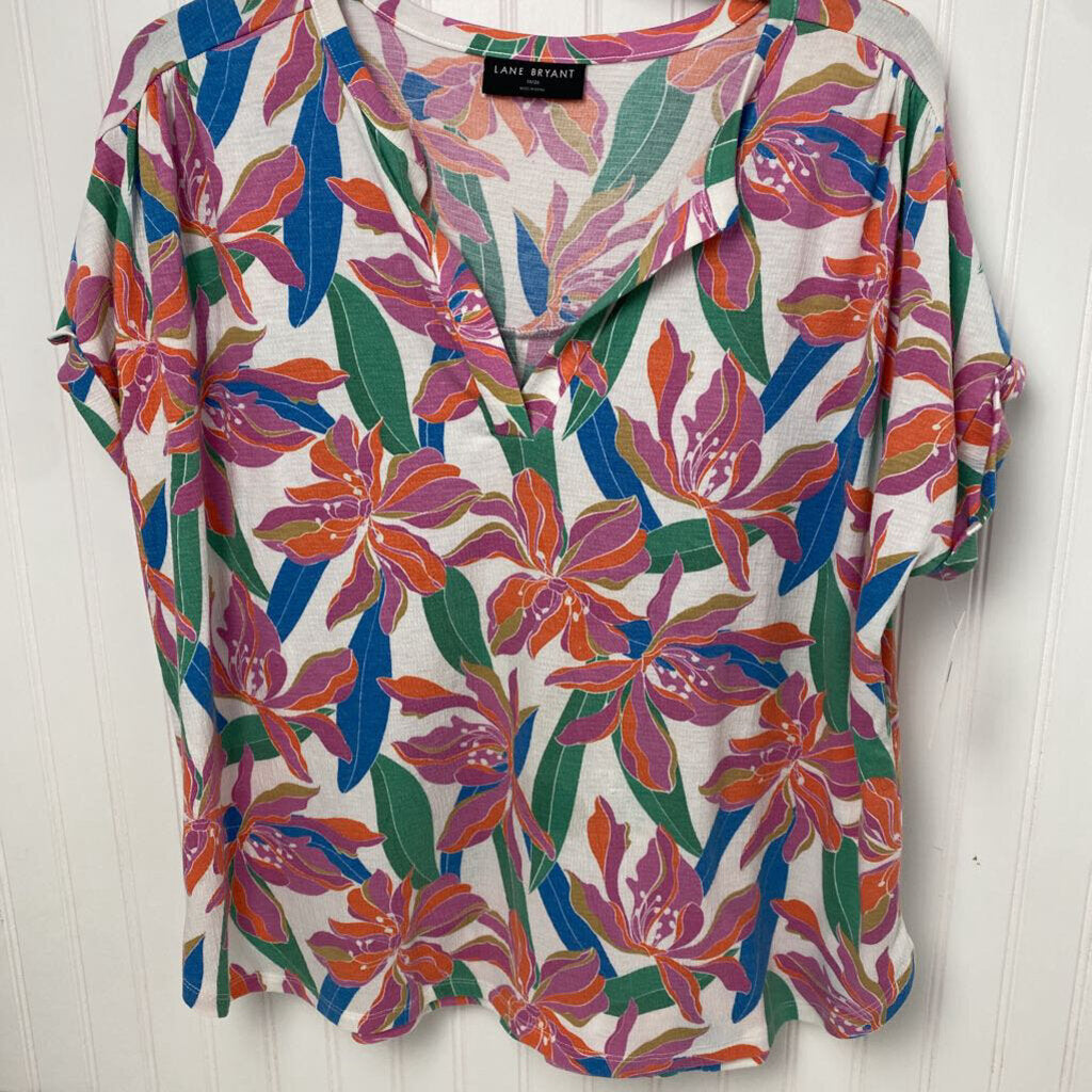 *SHORT SLEEVE BASIC VNECK FLORAL PATTERN