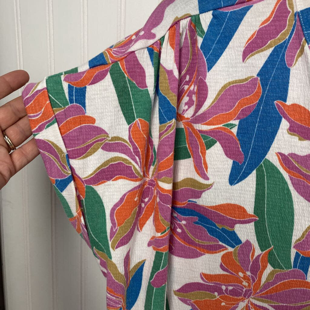 *SHORT SLEEVE BASIC VNECK FLORAL PATTERN