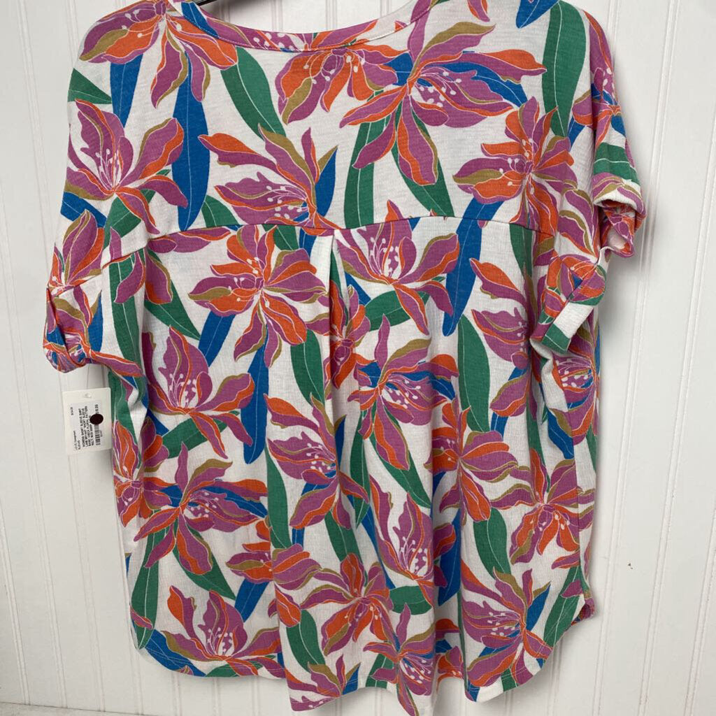 *SHORT SLEEVE BASIC VNECK FLORAL PATTERN