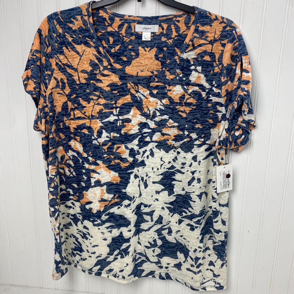 *SHORT SLEEVE BASIC ORANGE AND BLUE PATTERN