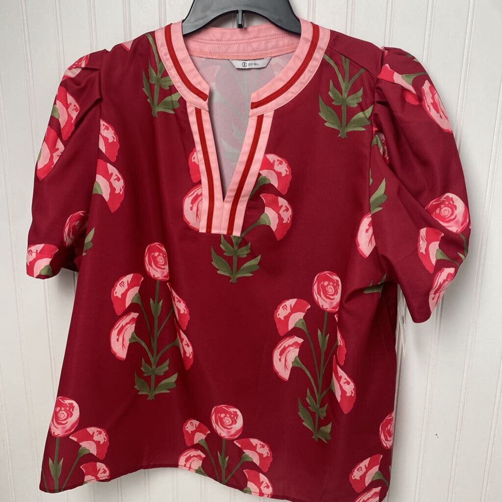 *DRESS SHORT SLEEVE VNECK WITH FLORAL PATTERN