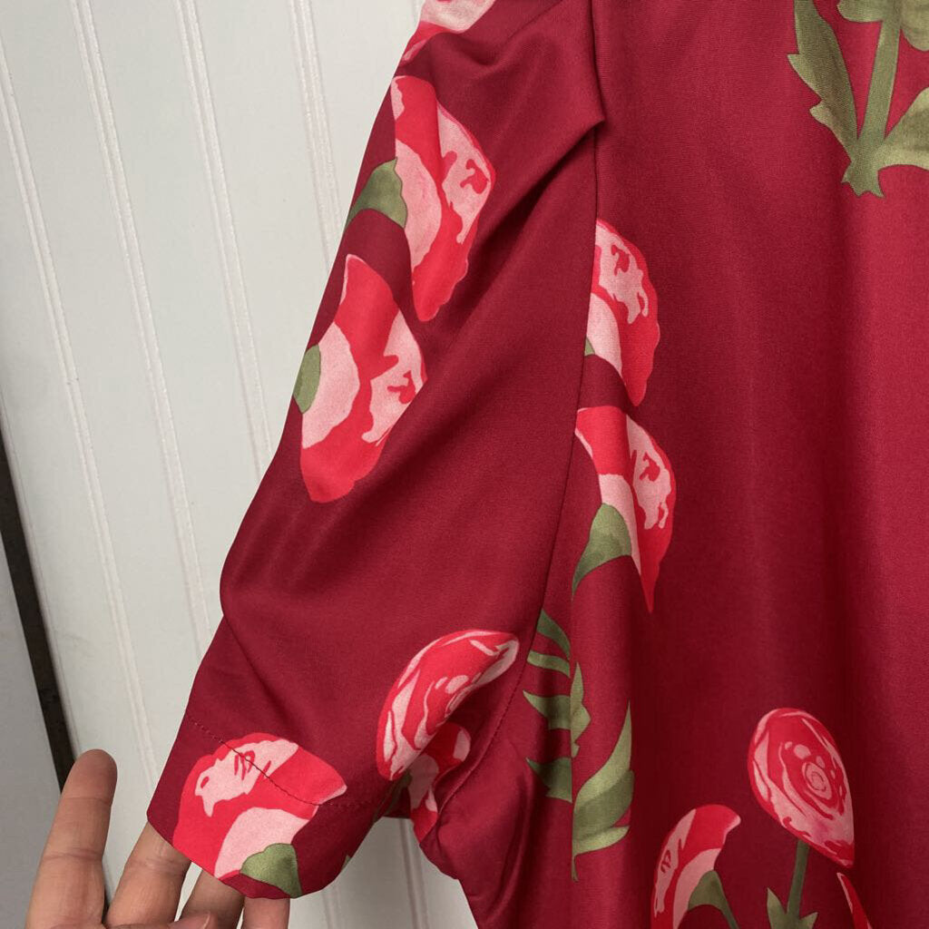 *DRESS SHORT SLEEVE VNECK WITH FLORAL PATTERN