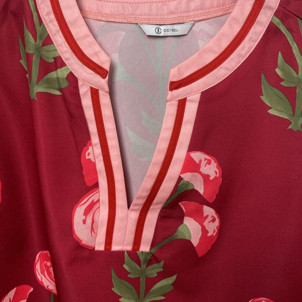 *DRESS SHORT SLEEVE VNECK WITH FLORAL PATTERN