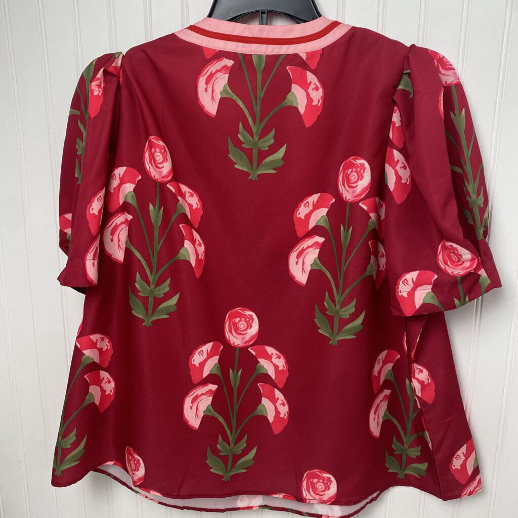*DRESS SHORT SLEEVE VNECK WITH FLORAL PATTERN