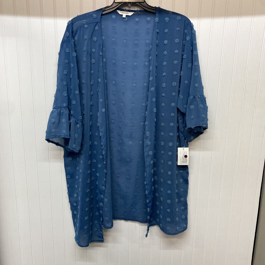 *LONG SHORT SLEEVE OPEN FRONT SHEER CARDIGAN
