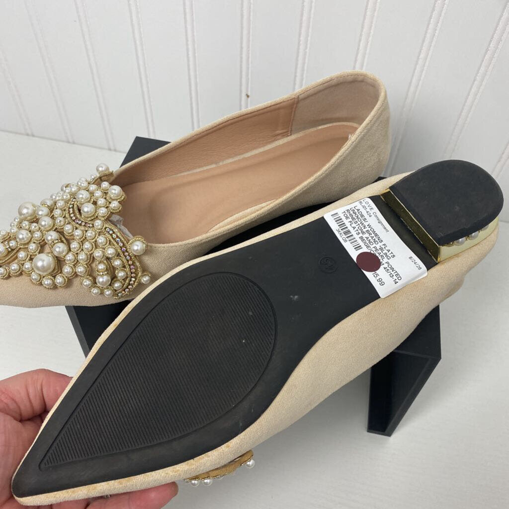 *BLING RHINESTONE AND PEARL POINTED TOE FLATS