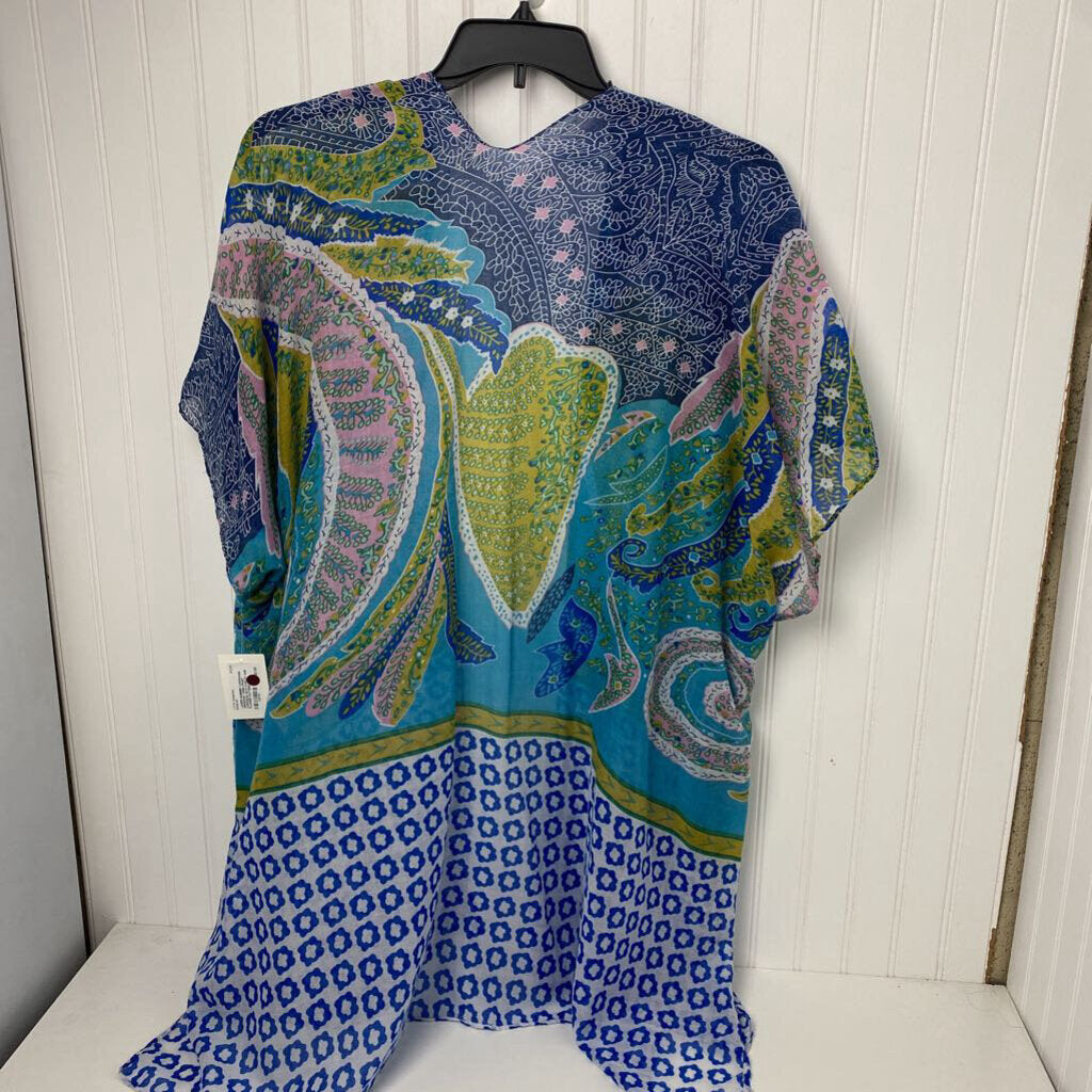 *OPEN FRONT CARDIGAN WITH PAISLEY AND FLOWER PATTERN