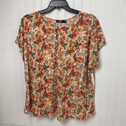 *SHORT SLEEVE TOP WITH CUFF SLEEVE FLOWER PATTERN
