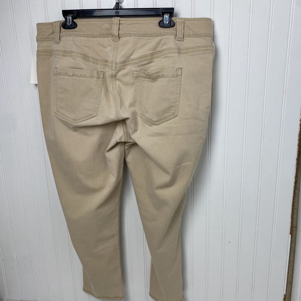 *KHAKI DENIM JEANS WITH ZIPPER AT ANKLE