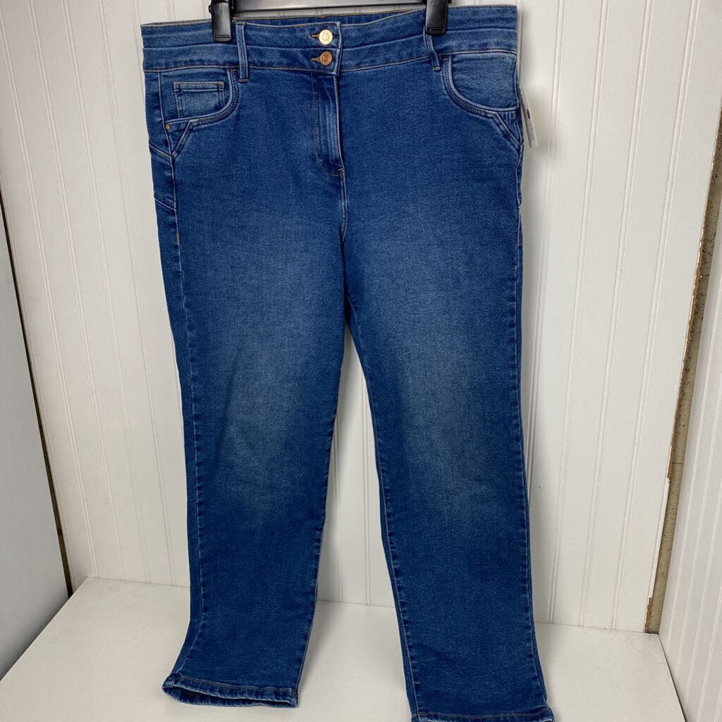 *BASIC DENIM JEANS DOUBLE BUTTON WAIST STRAIGHT LEG