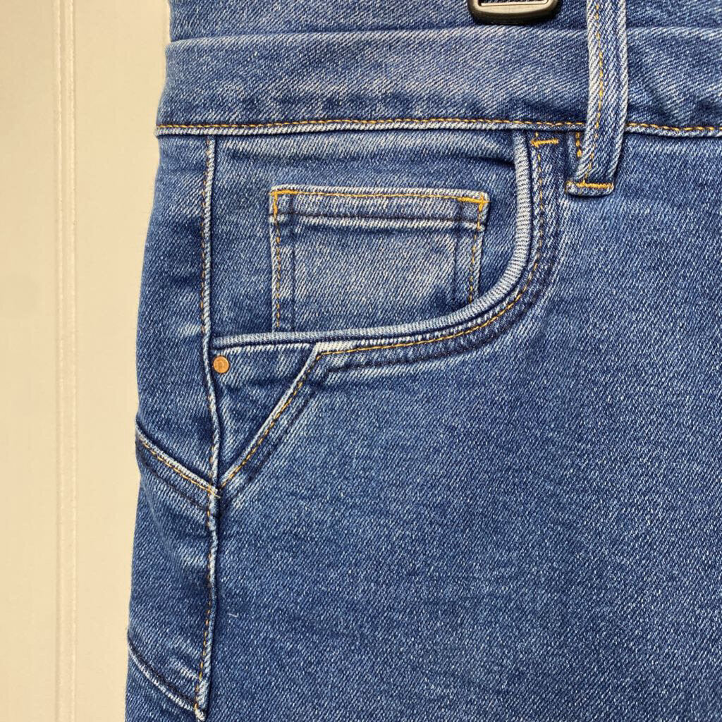 *BASIC DENIM JEANS DOUBLE BUTTON WAIST STRAIGHT LEG
