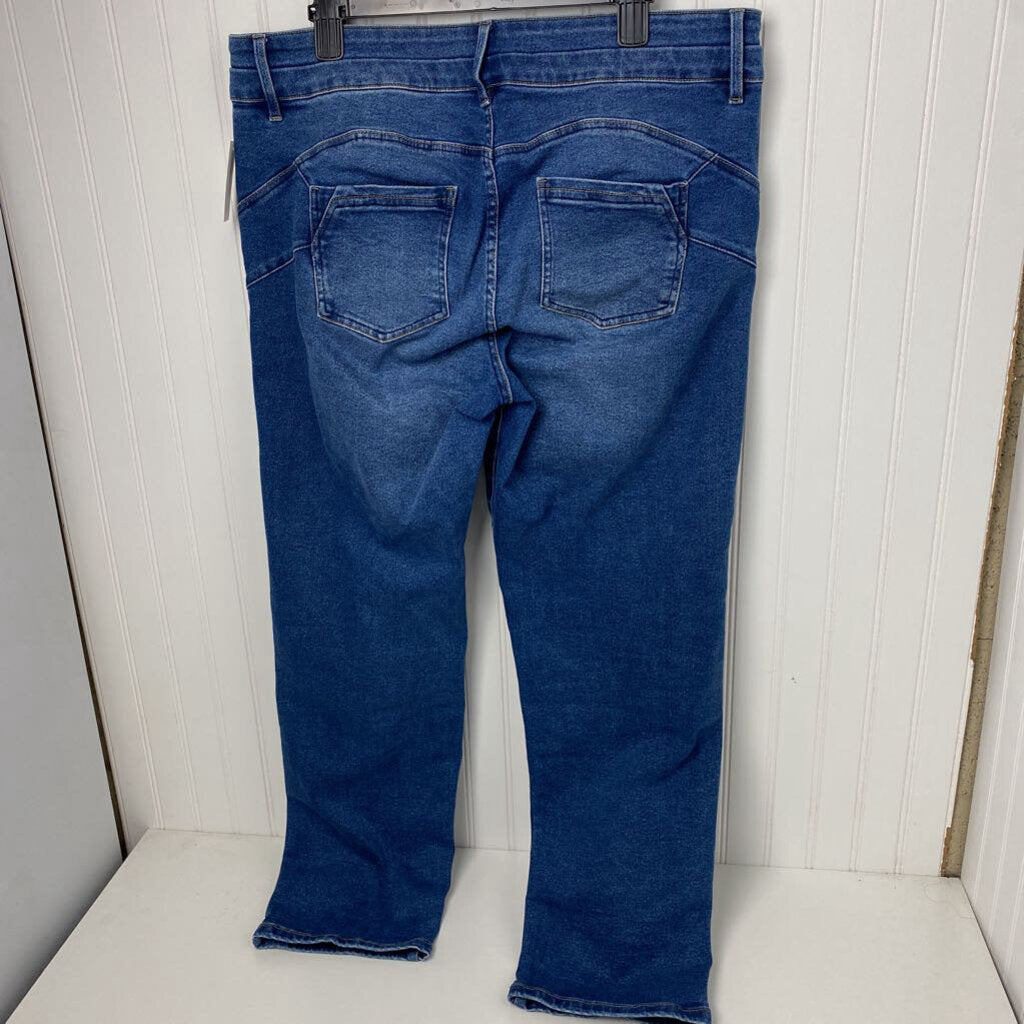 *BASIC DENIM JEANS DOUBLE BUTTON WAIST STRAIGHT LEG