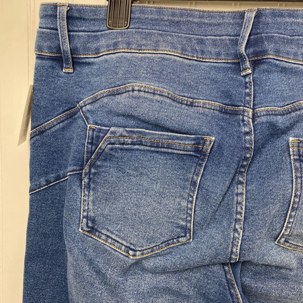 *BASIC DENIM JEANS DOUBLE BUTTON WAIST STRAIGHT LEG