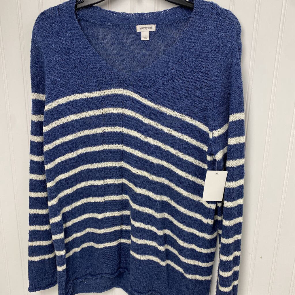 STRIPED V NECK SWEATER