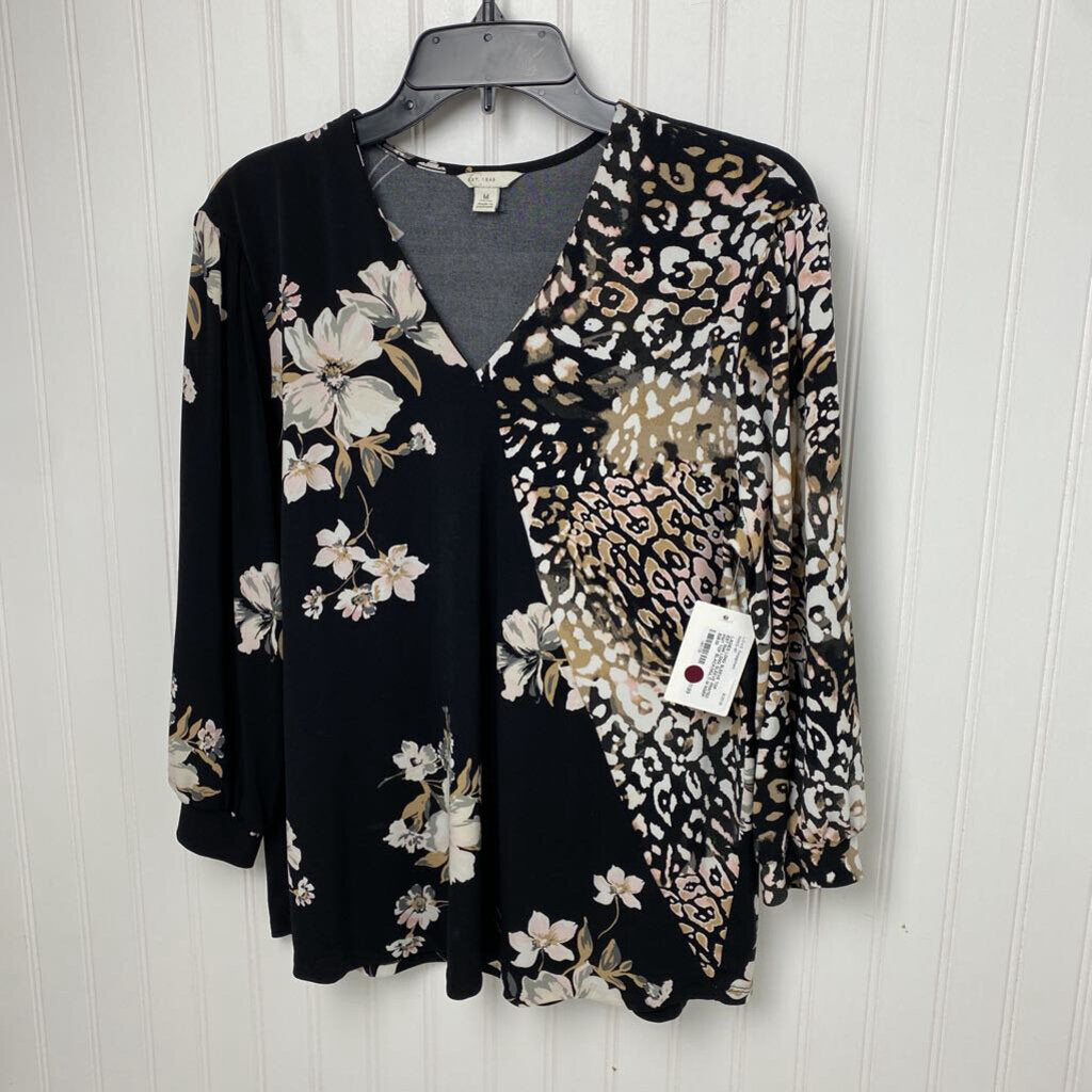 LONG SLEEVE PRINTED KNIT TOP