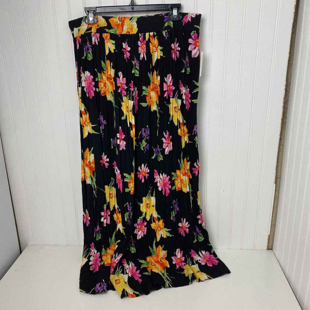 LONG FLORAL PRINT CRINKLE SKIRT