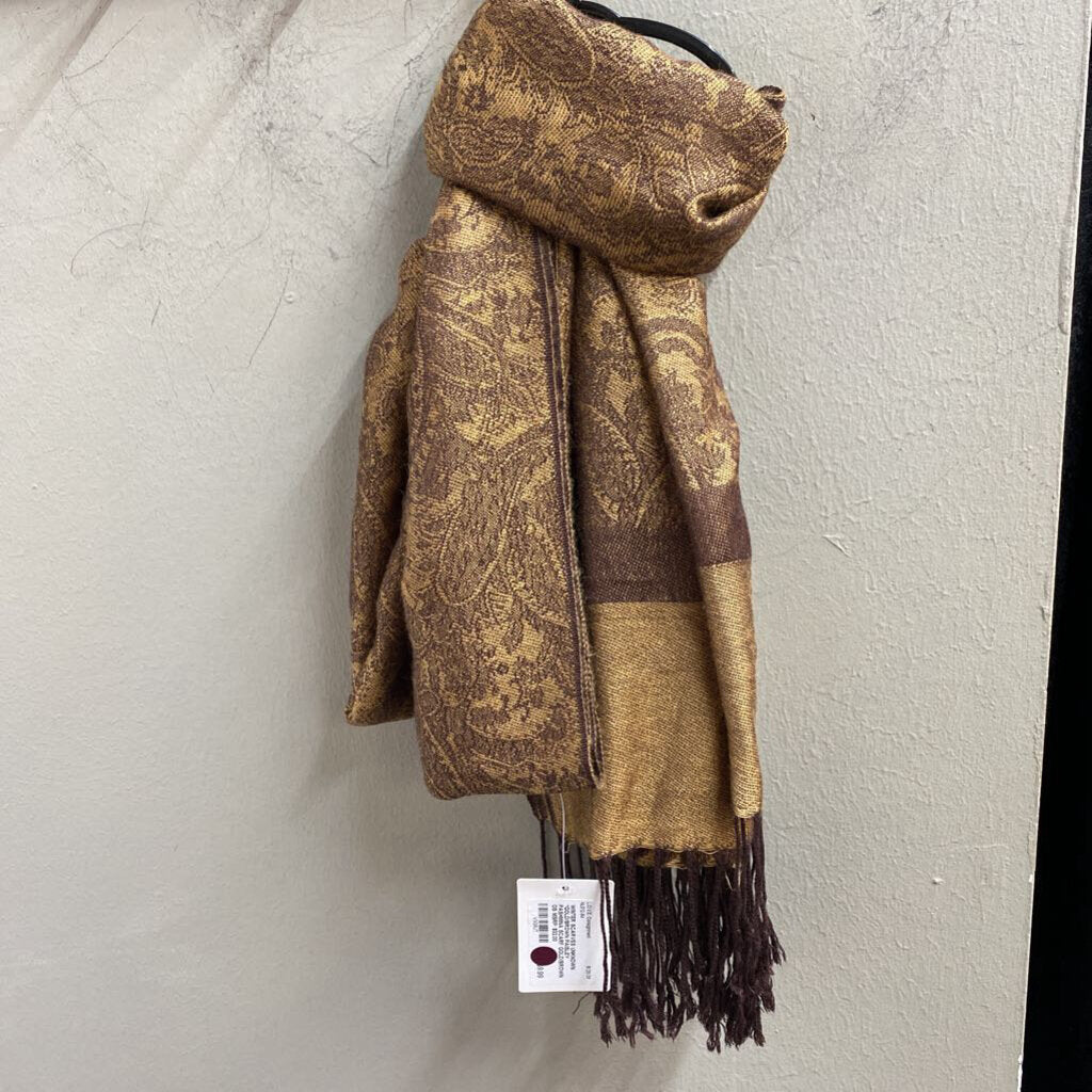 *GOLD/BROWN PAISLEY PASHMINA SCARF