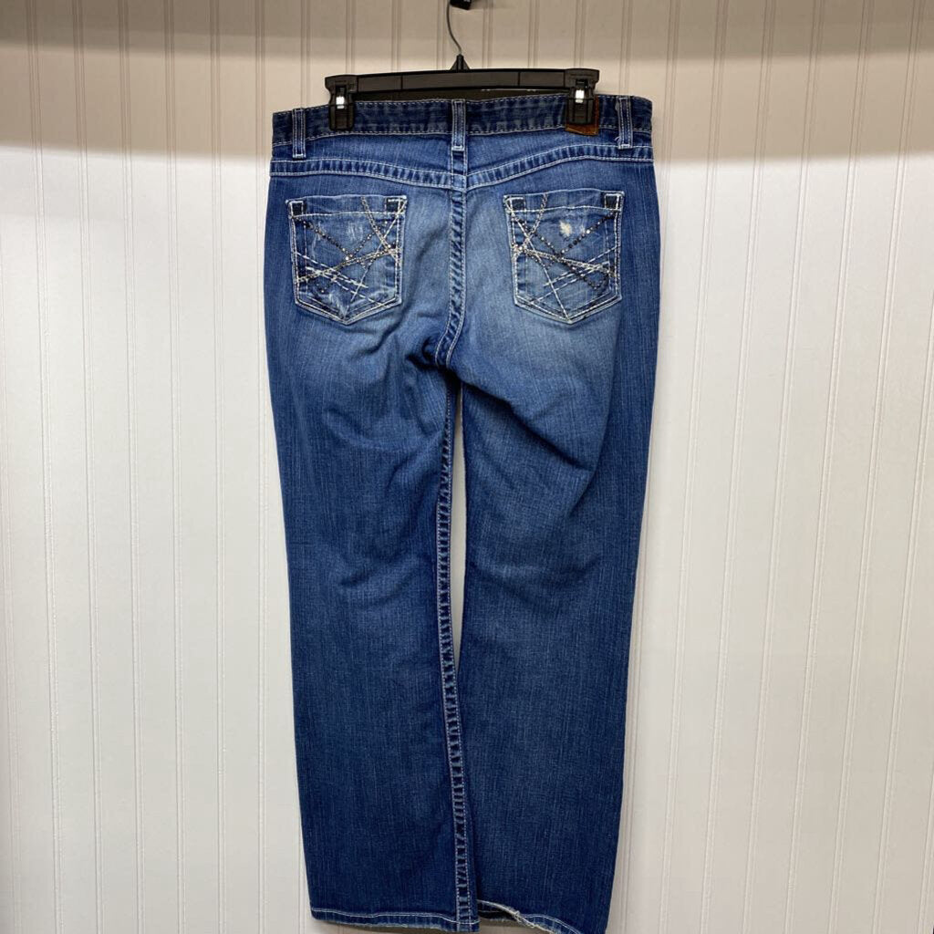 DISTRESSED BOOTCUT JEANS
