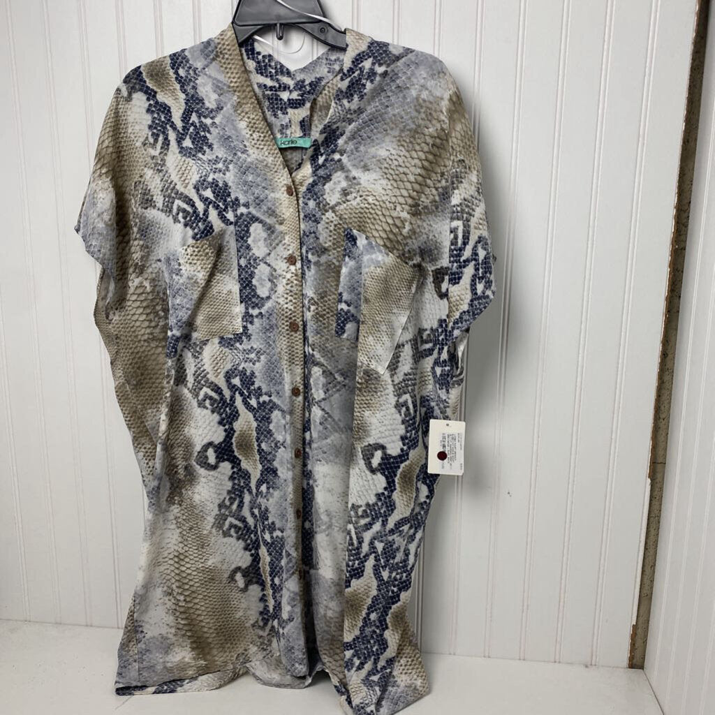 SHORT SLEEVE SNAKESKIN PRINT DRESS