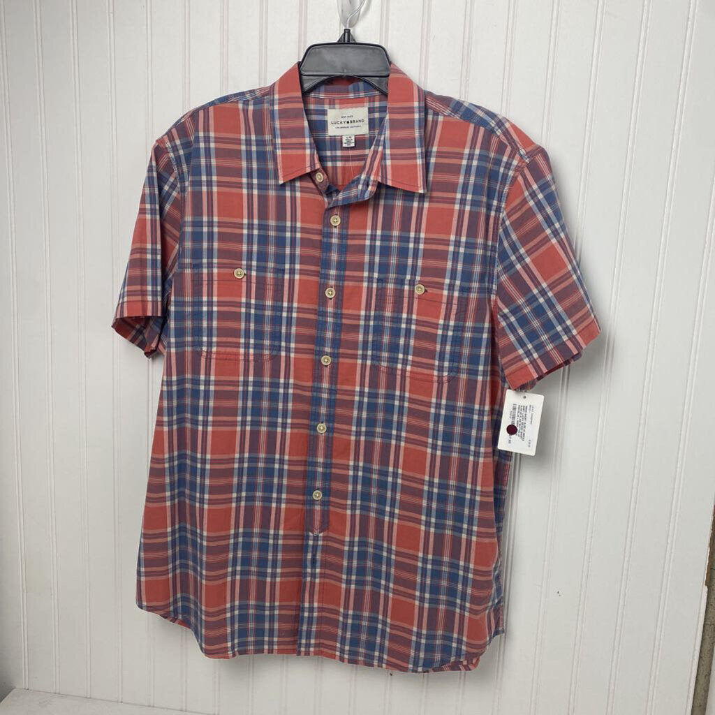 SHORT SLEEVE PLAID BUTTON UP