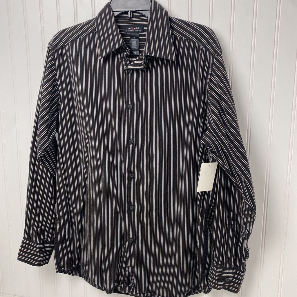 BLACK/WHITE STRIPE BUTTON UP