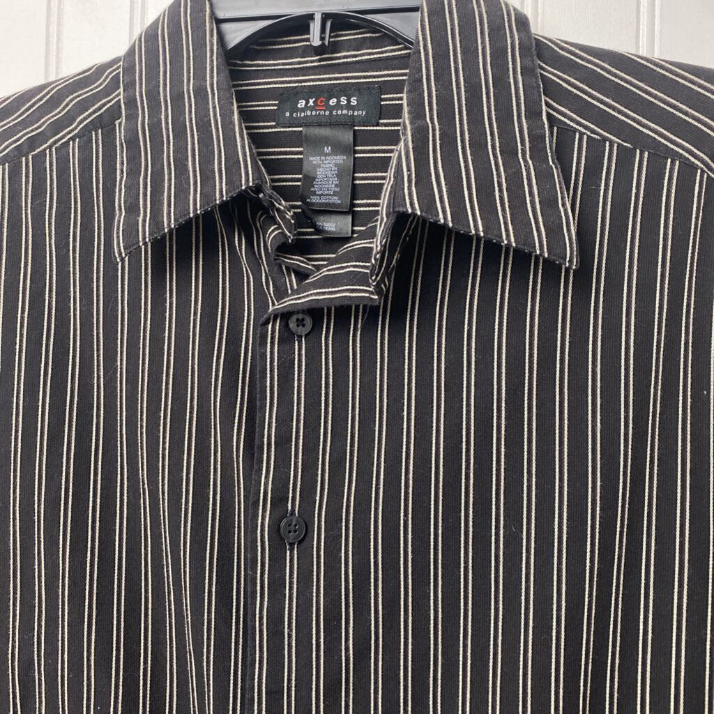 BLACK/WHITE STRIPE BUTTON UP