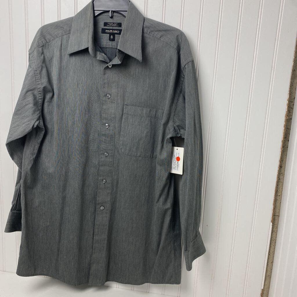 *BASIC GRAY STRIPE L/S DRESS SHIRT