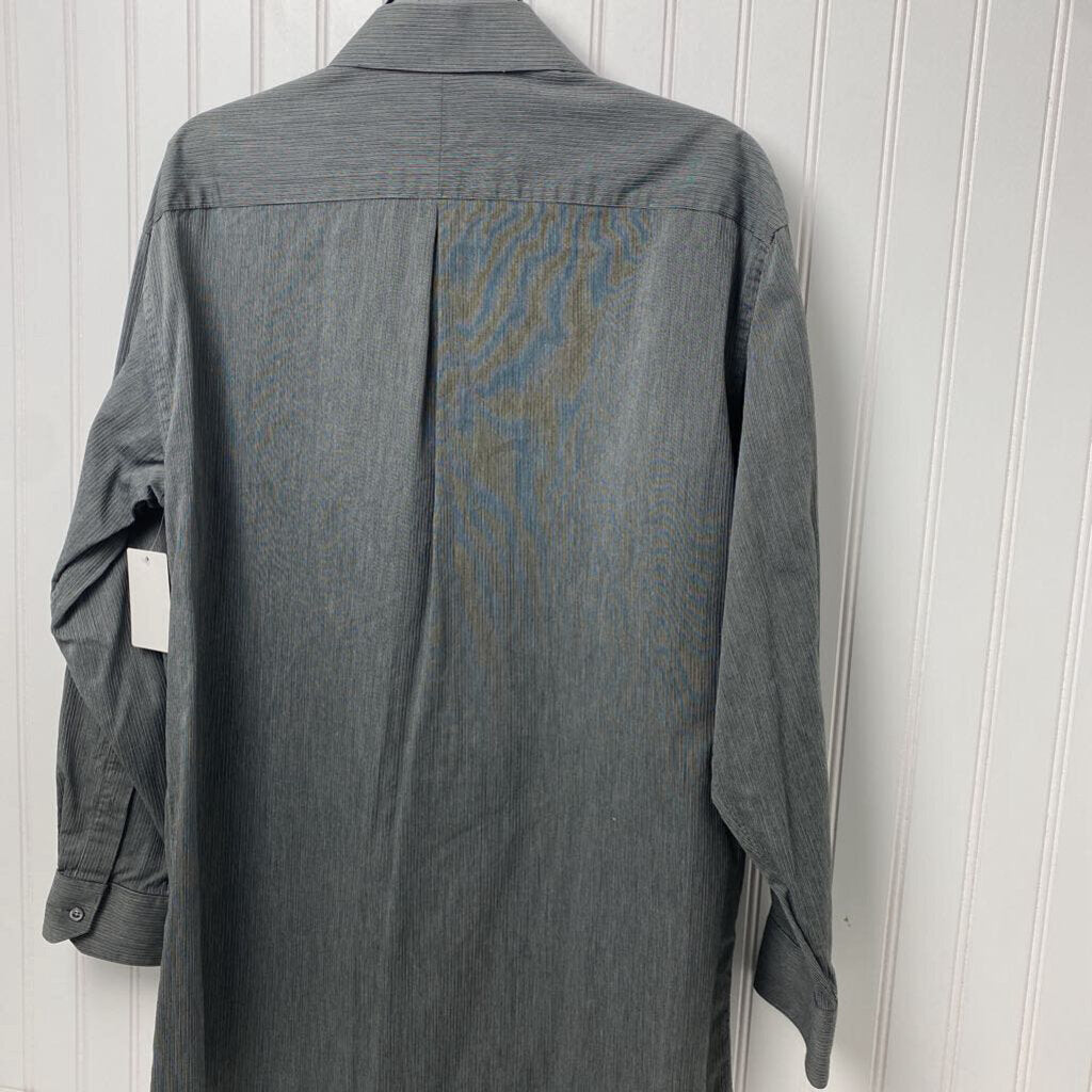 *BASIC GRAY STRIPE L/S DRESS SHIRT
