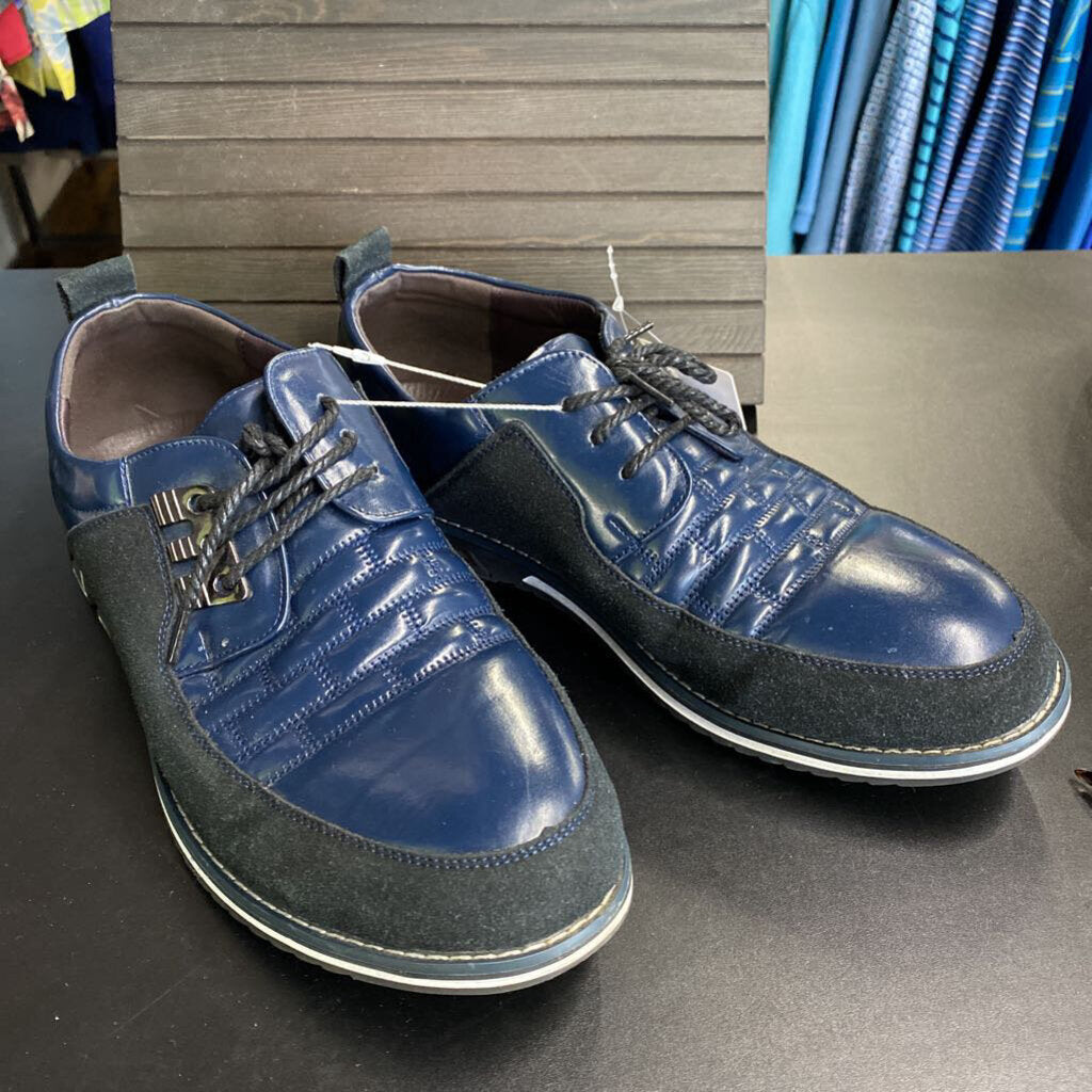 BLUE/BLACK LACE UP DRESS SHOE