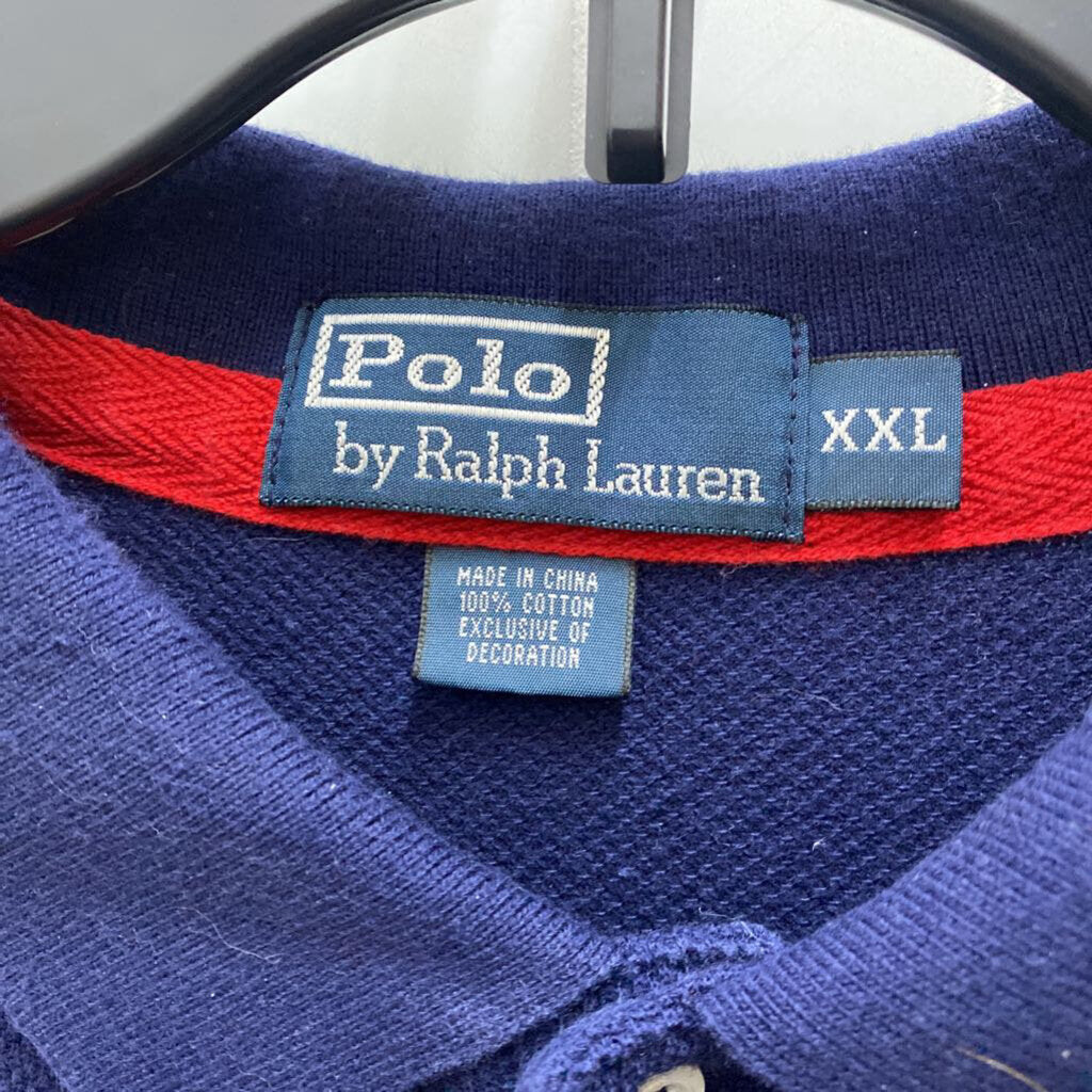 *S/S BLUE/RED/YELLOW STRIPE POLO TOP