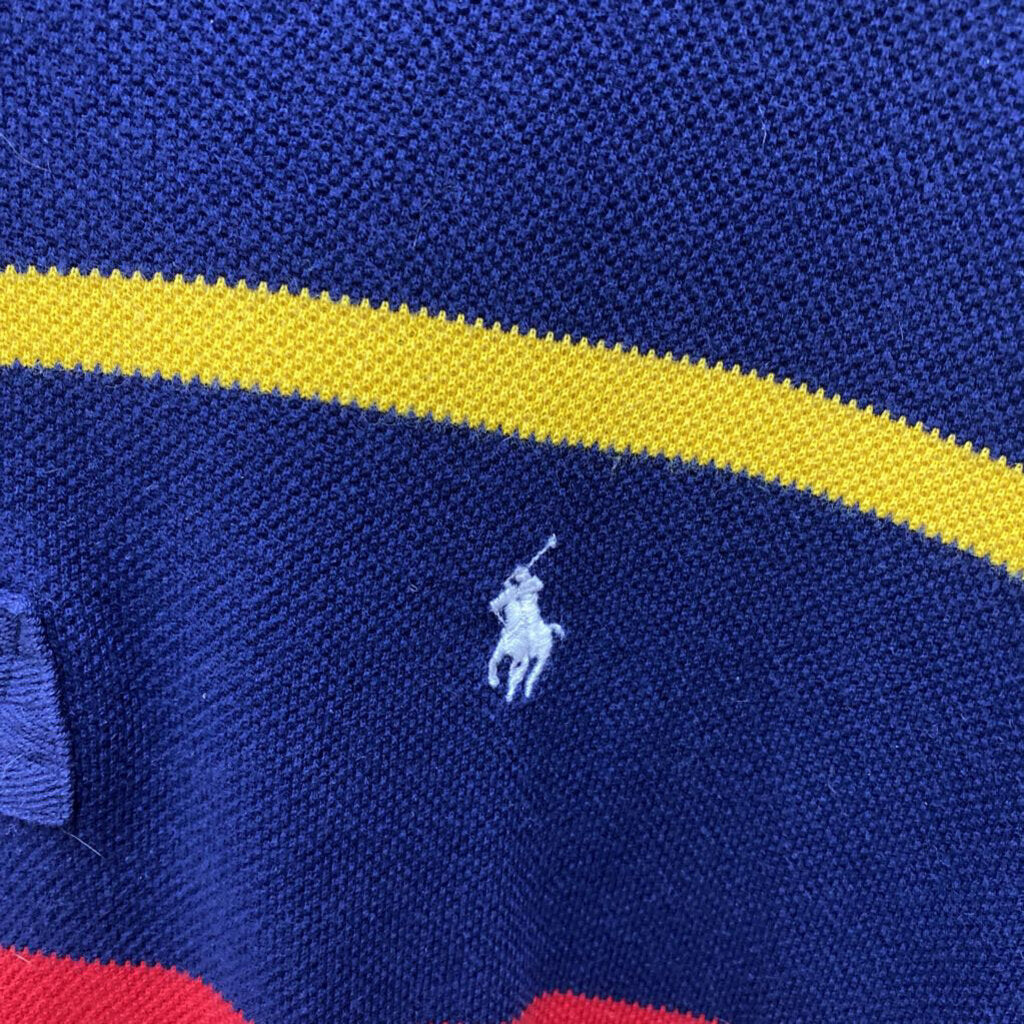 *S/S BLUE/RED/YELLOW STRIPE POLO TOP